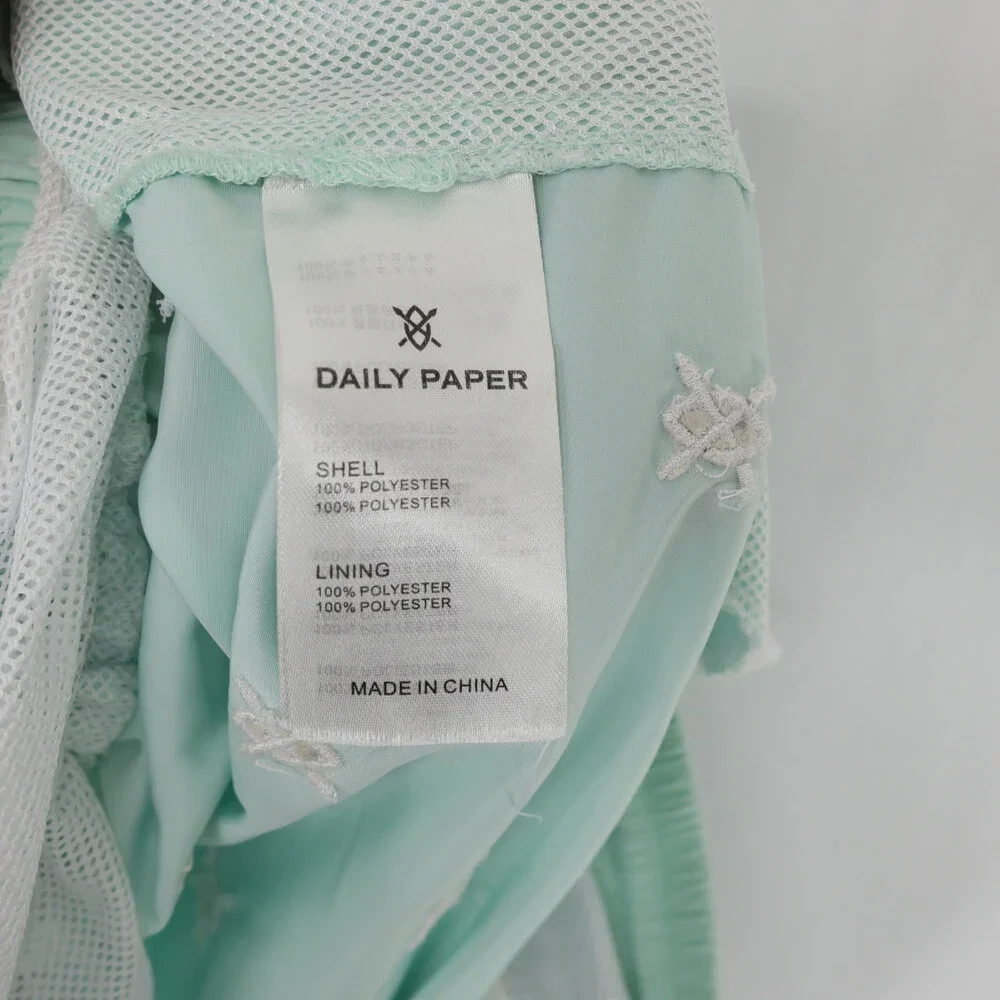 Daily Paper Reshield Swim Shorts Mens S Green Embroidered Drawstring Mesh